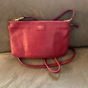 Red leather Fossil shoulder bag